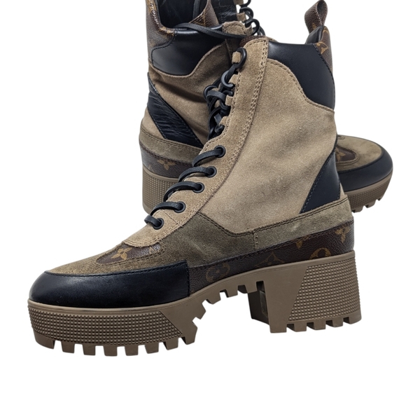Louis Vuitton Laureate Tan Beige Black Neutral Desert Combat Boots Size EU 38 - Picture 6 of 16